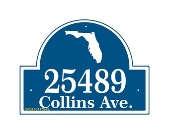 Personalized Address Plaque - Custom House Number Sign With State Shape - Display Your House Number and Street Name