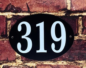 House Number Sign - Custom Address Plaque, Small, Oval