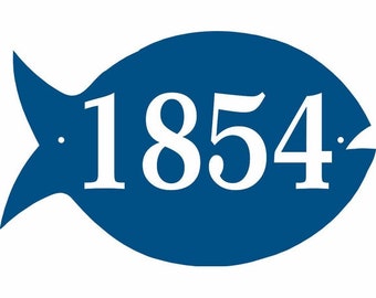 Personalized Fish Address Sign - Custom Happy Fish House Number Plaque