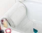 Full Body Bath Pillow 3D Mesh Waterproof Spa Tub Mat with Large Non-Slip Suction Cups Soft Headrest, Neck and Back Support Cushion