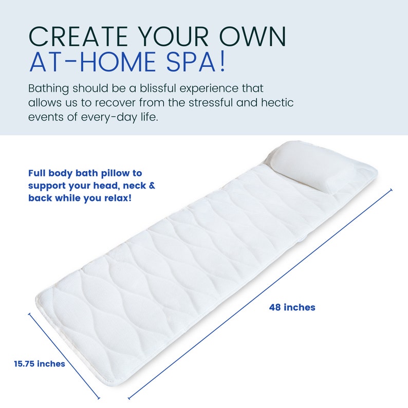 Full Body Bath Pillow for Tub. Bathtub Pillow Mat for Neck and Etsy