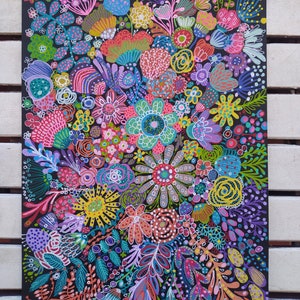 Original drawing, original nature, original painting, original acrylic painting, handmade, modern art, bohoart, psycodelic drawing, flowers