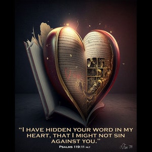 Psalm 119:11 - I have hidden your word in My Heart - Bible Verse Art - Scripture Printable - Christian Wall Decor