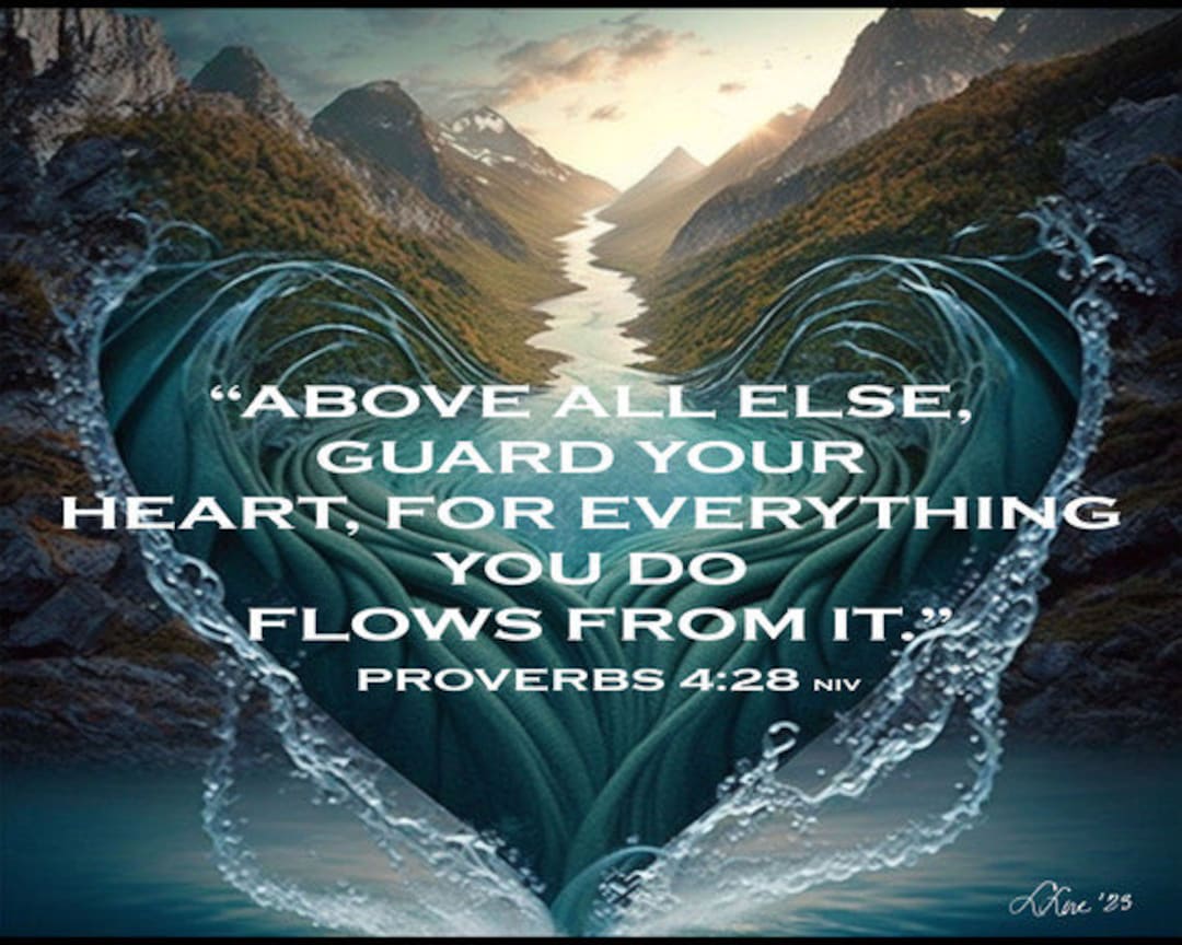 Guard Your Heart, DIGITAL PRINT Proverbs 423, Bible Scripture, Verse