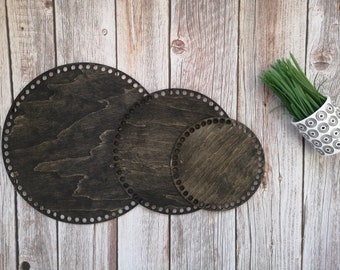 wooden bottom for basket crocheting, plywood bottom, rustic oiled plywood bottom, wooden base