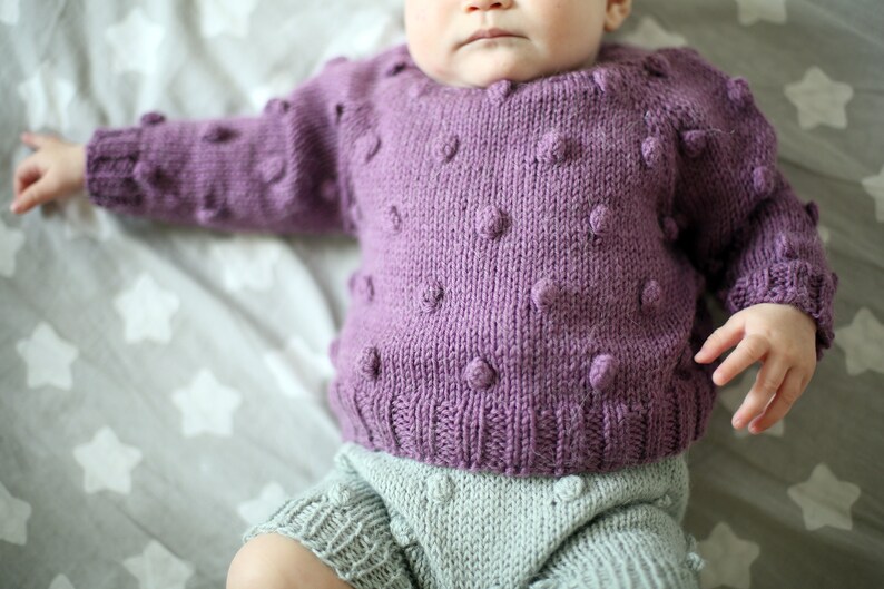 alpaca wool baby sweater, handknit baby sweater, wool sweater for baby girl, baby girl wear, first clothes image 3