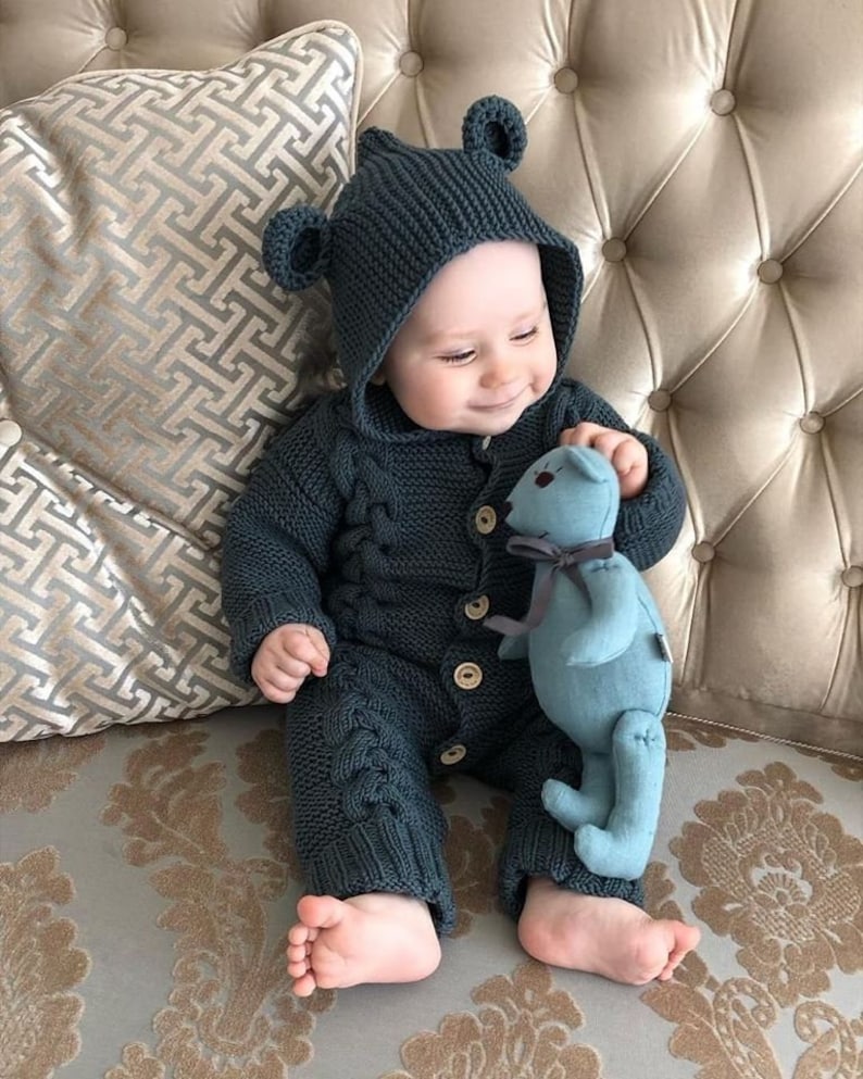 Knit baby romper merino wool clothes newborn romper knit Etsy