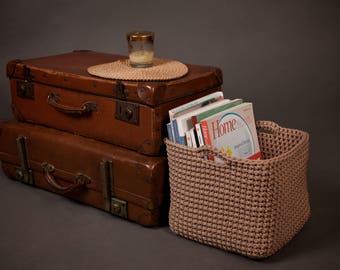 Home organizer, crochet basket, crochet storage basket, living room storage, shelf storage basket, home ware storage, handmade basket