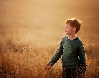 Maglione per bambini in maglia, maglione popcorn, maglione rosso, maglione per la primavera, maglione a maglia a mano, pullover di lana merino, maglione di lana, maglione in maglia