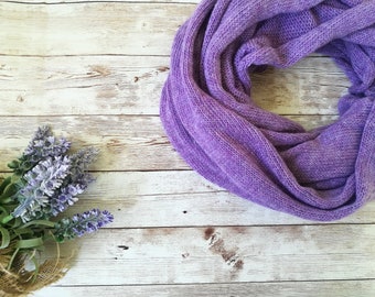 Lilac woman scarf, gifts for woman,  cashmere scarf, lightweight wrap, circle scarf wrap, knit wrap,  chunky knit scarf, pashmina scarf,