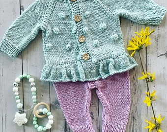 knit baby girl overall, baby shower gift, baby knits, new baby gift, baby romper, baby clothes, baby girl clothes, knit girl clothes