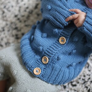 Knit merino wool sweater, Hand knitted cardigan for baby, Children sweater, Knitted merino wool  baby jacket, Hand knit baby sweater,