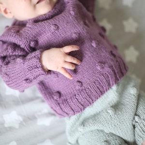 alpaca wool baby sweater, handknit baby sweater, wool sweater for baby girl, baby girl wear, first clothes image 2