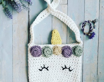 Bolso de unicornio, bolso de niña, bolso de unicornio, bolso de unicornio, regalo de unicornio, bolso de simulación de niña, unicornio arco iris, bolso de ganchillo de unicornio, lindo unicornio