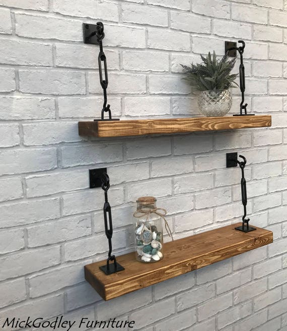 Rustic Bespoke Handmade Floating Shelves Solid Wood