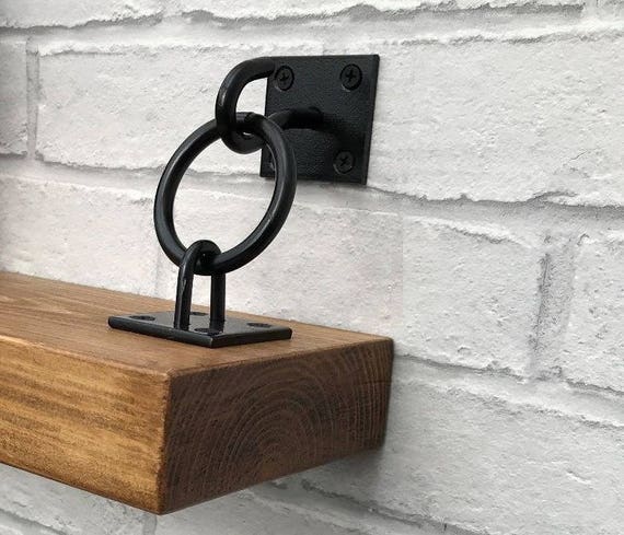 Set Of 2 Rustic Steel Unique Black Floating Shelf Brackets - Unique Wall Shelf Brackets Set Of 2 Rustic Steel Unique Black Floating Shelf Brackets - Unique Wall Shelf Brackets