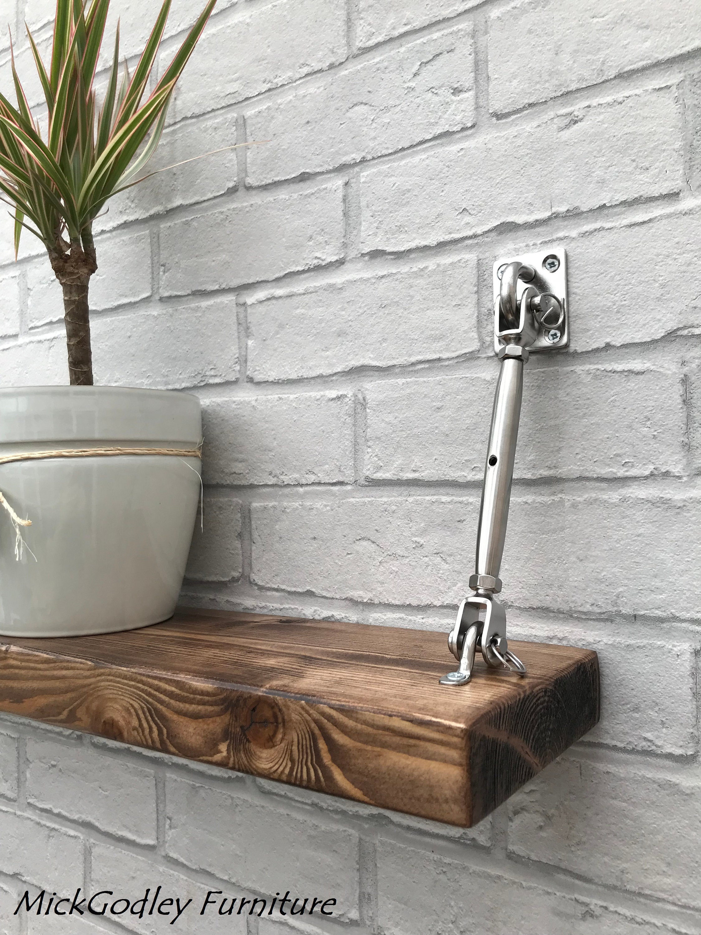 Set Of 2 Unique Industrial Solid Chrome Floating Shelf Etsy