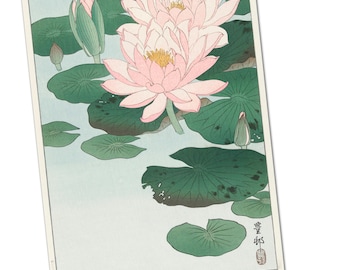 小原古邨による日本のアートプリント「睡蓮」、木版画、ジクレー