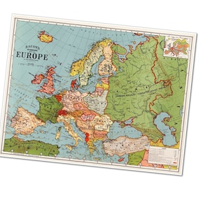 Bacon es Standard Karte von Europa von George Washington Bacon (1830-1922) Vintage Poster Print