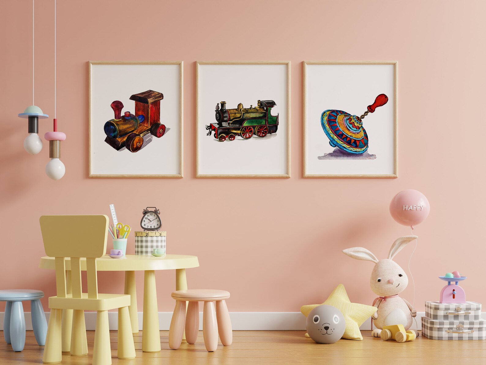 Kids room watercolor decor Nursery wall art Set of 3 kids Etsy