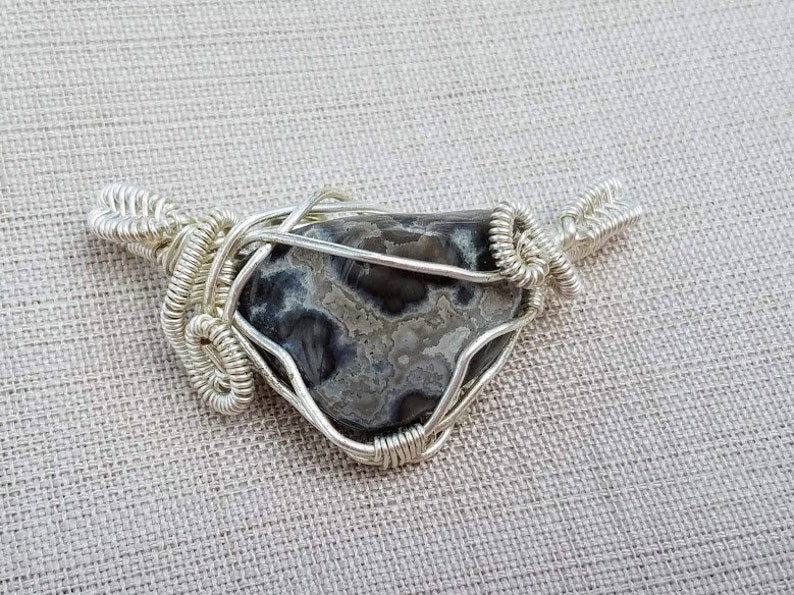 Double sided. Wire Wrapped Pendant with Jasper Stone