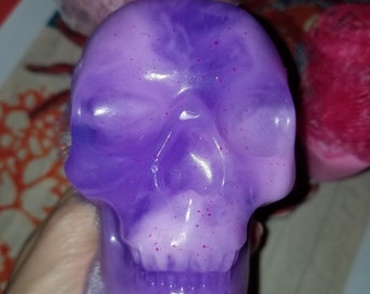 Homemade skull soap on a rope