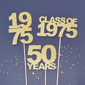 1975 Centerpiece Sticks, Set of 3, 50 Years, 50th birthday, Class of 1975 Sticks, 50th Reunion Decorations, 50th Anniversary