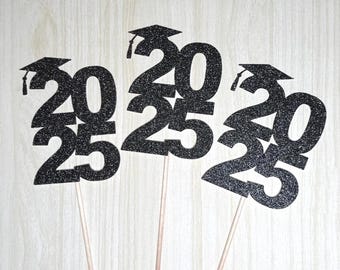 Graduation Centerpiece Sticks - 2025 Toppers - Grad Party - 2025 Graduation Sticks - Grad Decorations - Class of 2025 - Set of 3