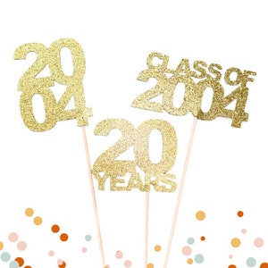 2004 Centerpiece Sticks - Set of 3 - 20 Years - 20th birthday - Class of 2004 Sticks - 20th Reunion Decorations -  20th Anniversary