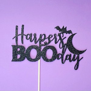 Halloween Birthday Cake Topper - Custom Name - Happy Booday - Boo Day - Any Name Topper - Personalize Cake Topper - Centerpiece Stick