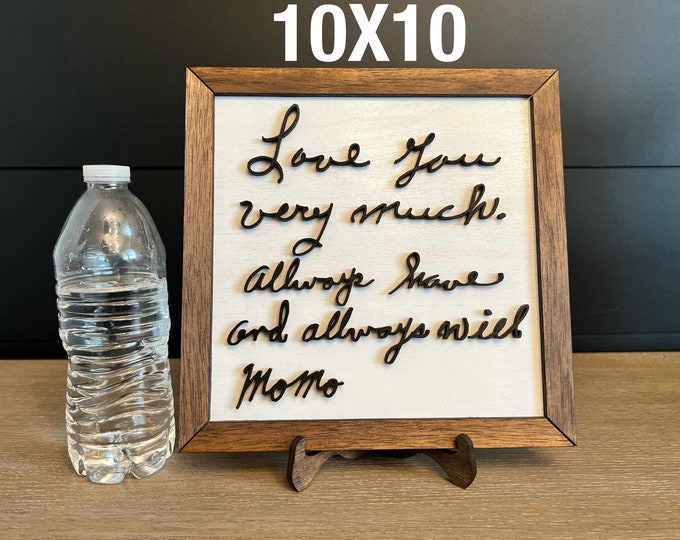 Handwritten Memories Wood Frame Sign - Personalized Gift for Grandparents - Custom Artwork Display - Order now for Father’s Day