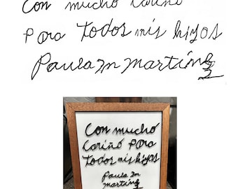 Handwritten Memorial Service Gift - Personalized for Any Occasion - Includes Easel and White Gift Box order -  Order now