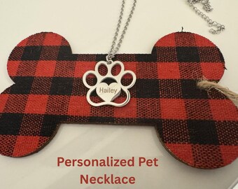Personalized Paw Print Necklace | Custom Pet Name Memorial Jewelry