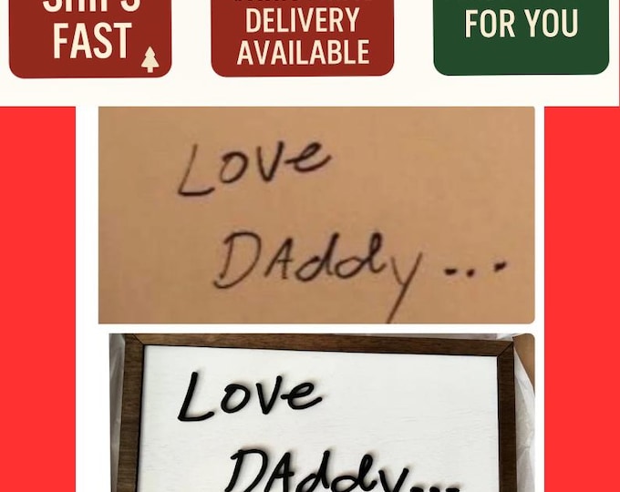 Capture Dad’s Handwriting – Custom Gift from His Notes or Cards | Order Now for Christmas Delivery