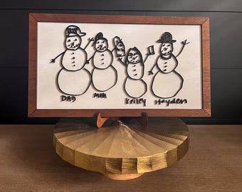 Custom Children's Artwork Wood Frame Keepsake - Personalized Drawing Gift
