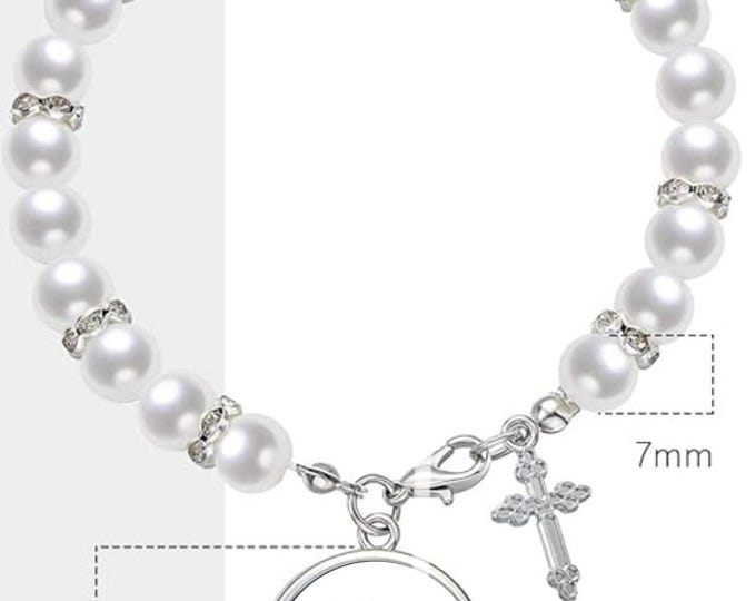 Rosary Picture Bracelet for Memorial, viewings, funerals.  Special way to remember our lost loved ones. Sheer gift baggie included.