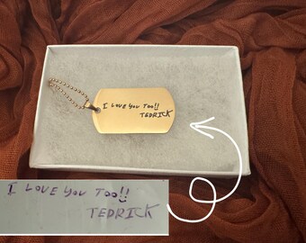 Custom Handwriting Necklace or Keychain, Engraved Handwritten Note Jewelry, Personalized Memorial Keepsake Gift