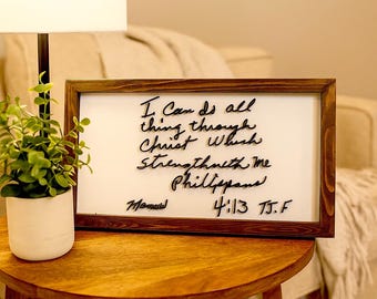 Personalized Handwritten Bible Verse Wood Frame | Faith Gift