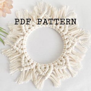 Macrame PDF Pattern - Mandala Tutorial - Wreath Macrame Decoration Guide - Step by step Written Instructions with Pictures