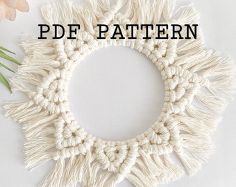 Macrame PDF Pattern - Mandala Tutorial - Wreath Macrame Decoration Guide - Step by step Written Instructions with Pictures