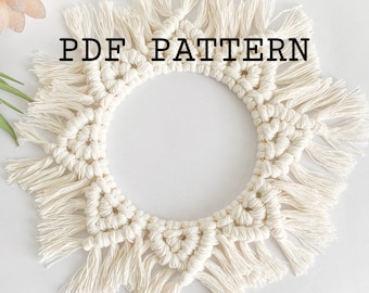 Macrame PDF-patroon - Mandala-tutorial - Krans Macrame-decoratiegids - Stap voor stap schriftelijke instructies met afbeeldingen