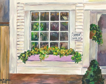 Watercolor Giclee Print, Storefront Window Painting, Cityscape, Architectural Painting, Historical Building Art, 12" X 17" Fine Art Print