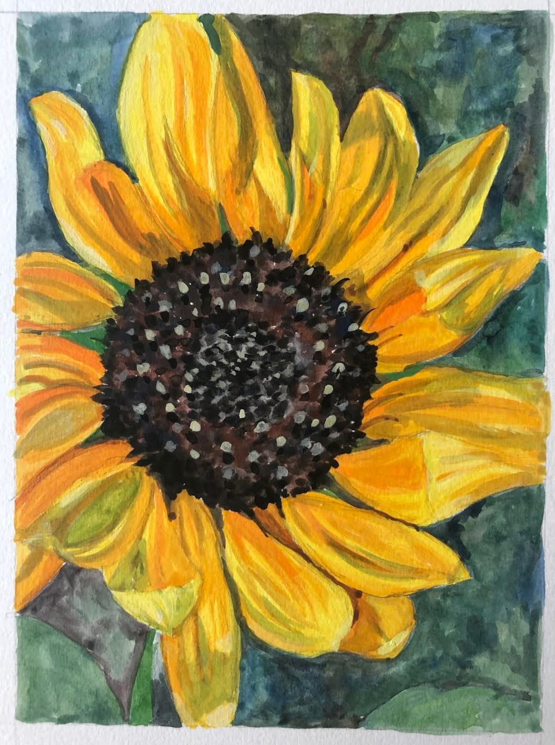 Round Canvas Painting of Sunflowers and Hummingbird with Metallic Gouache  Paint – SuzanQwqArt