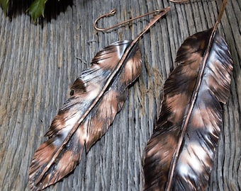 Medium Copper Feather Christmas Ornament