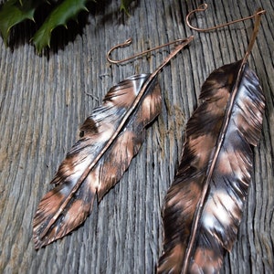 Medium Copper Feather Christmas Ornament