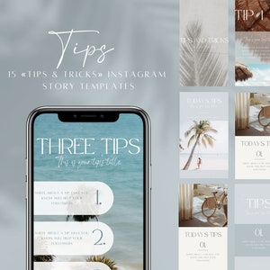 15 &quot;tips and tricks&quot; instagram story templates, Instagram tips, Story template Canva, Engagement booster, Instagram business story,
