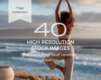 Neutral Yoga Stock Photos: Minimalist Wellness Content Bundle (40 JPEG Images)