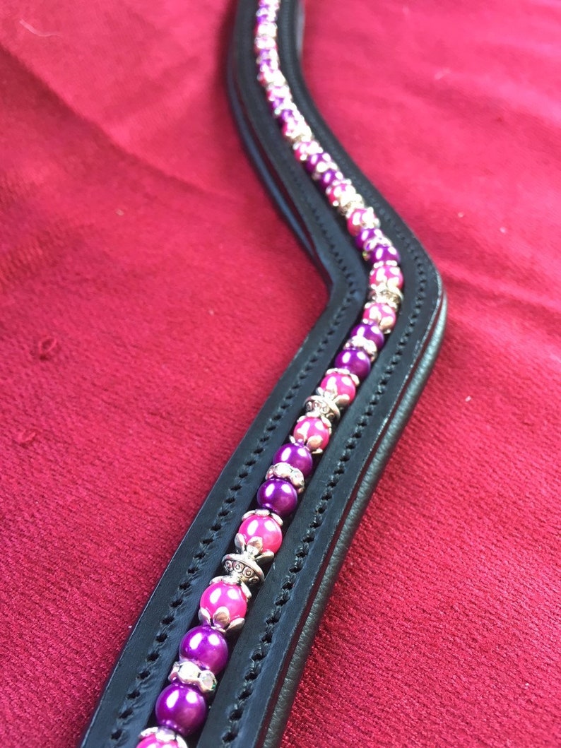 Horse Browband Pink Dreams Purple & Pink Pearls Silver | Etsy