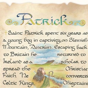 Patrick, Patron Saint of Ireland (The Book of Kildare) Celtic Calligraphy Print
