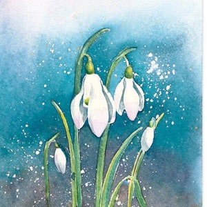 Best Seller - Snowdrops - Botanical Watercolor Art Print